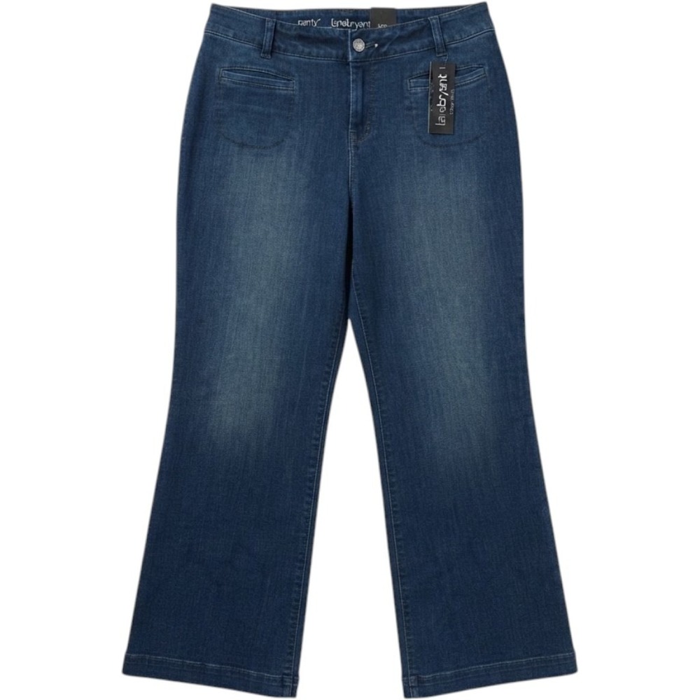 Lane Bryant Lightly Flared Jeans Womens 16 Medium Wash Blue Denim Patch Pockets